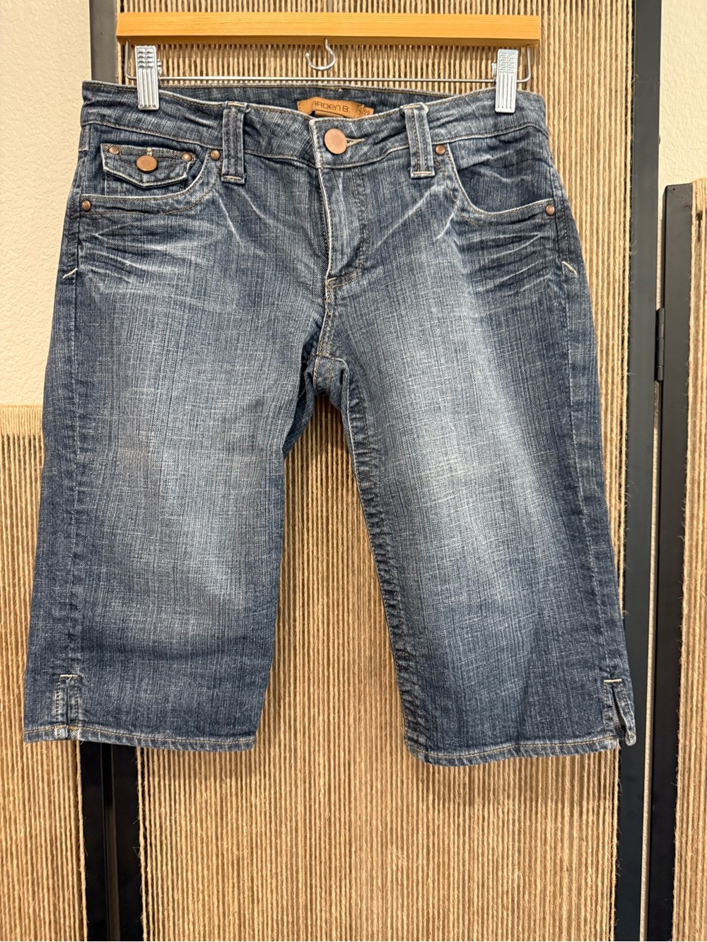 Denim Knee-Length Shorts in Faded Blue